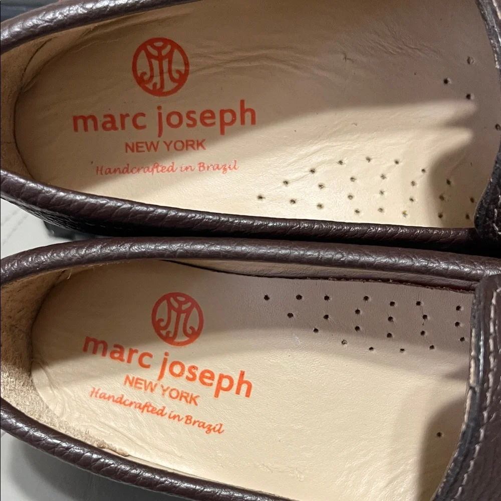 Marc Joseph East Village Brown Grainy Shoe Box with Gold Logo